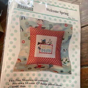 Pine Mountain Designs Welcome Spring #531 Cross Stitch Pillow Sham Kit NEW